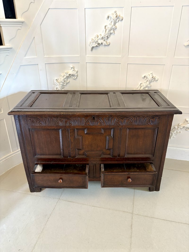 Antique 17th Century Quality Oak Mule Chest - Image 13